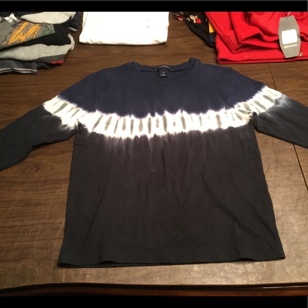 Lands’ End Navy White black tie-dyed ls Sz Small 4